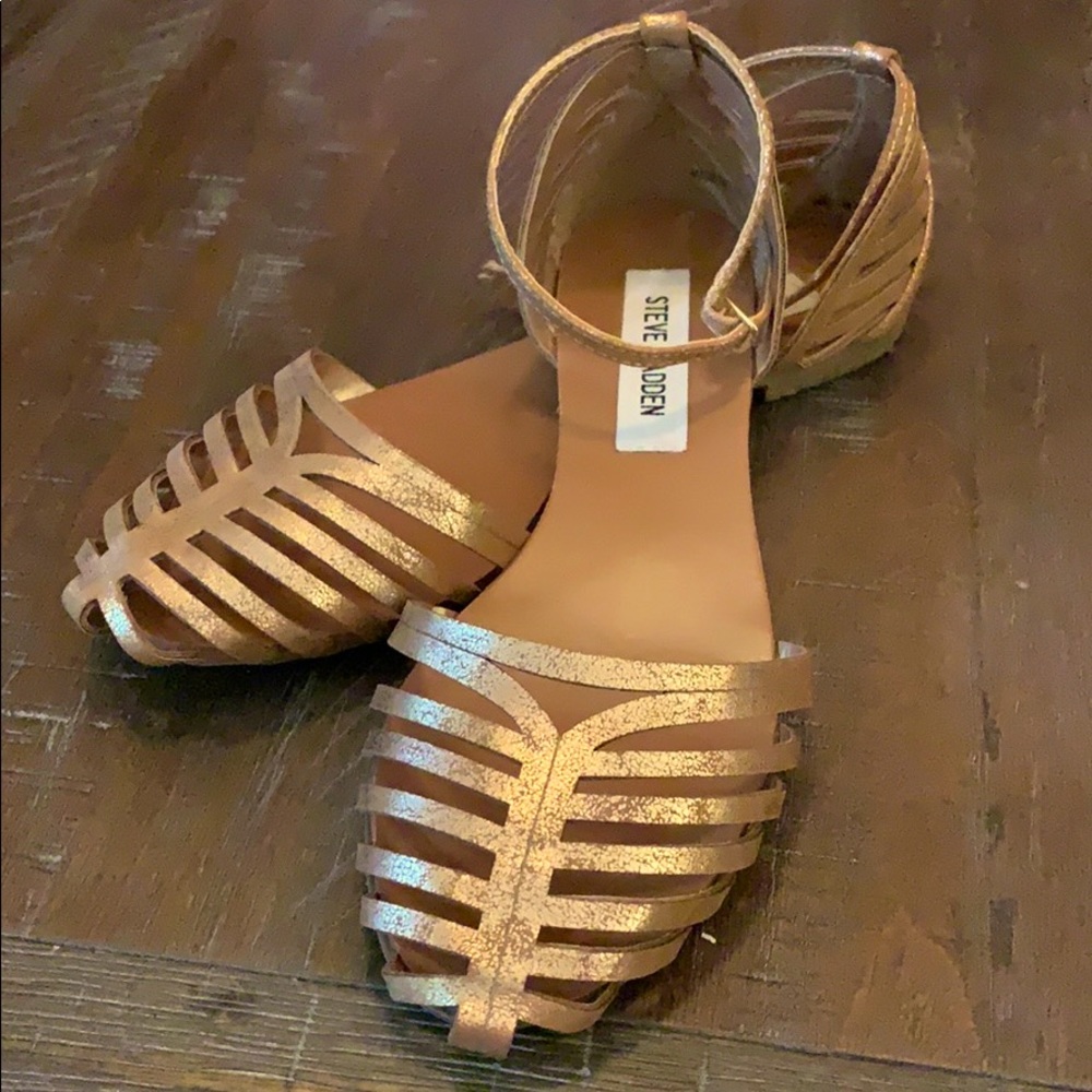STEVE MADDEN Rose Gold/Gold Shimmer Flat Shoes